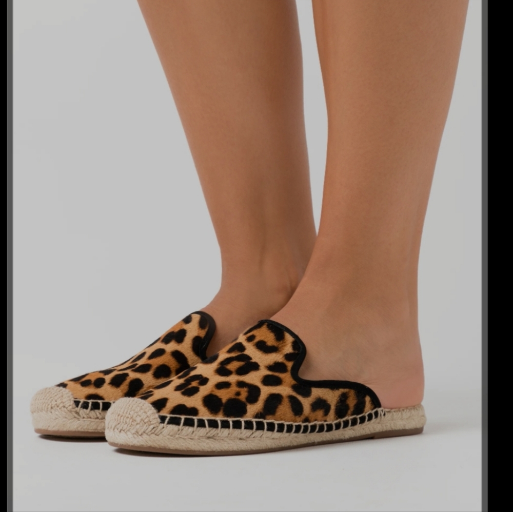 J.CREW Animal Print Hair Calf Espadrille Mule Size 7.5 - Picture 5 of 13